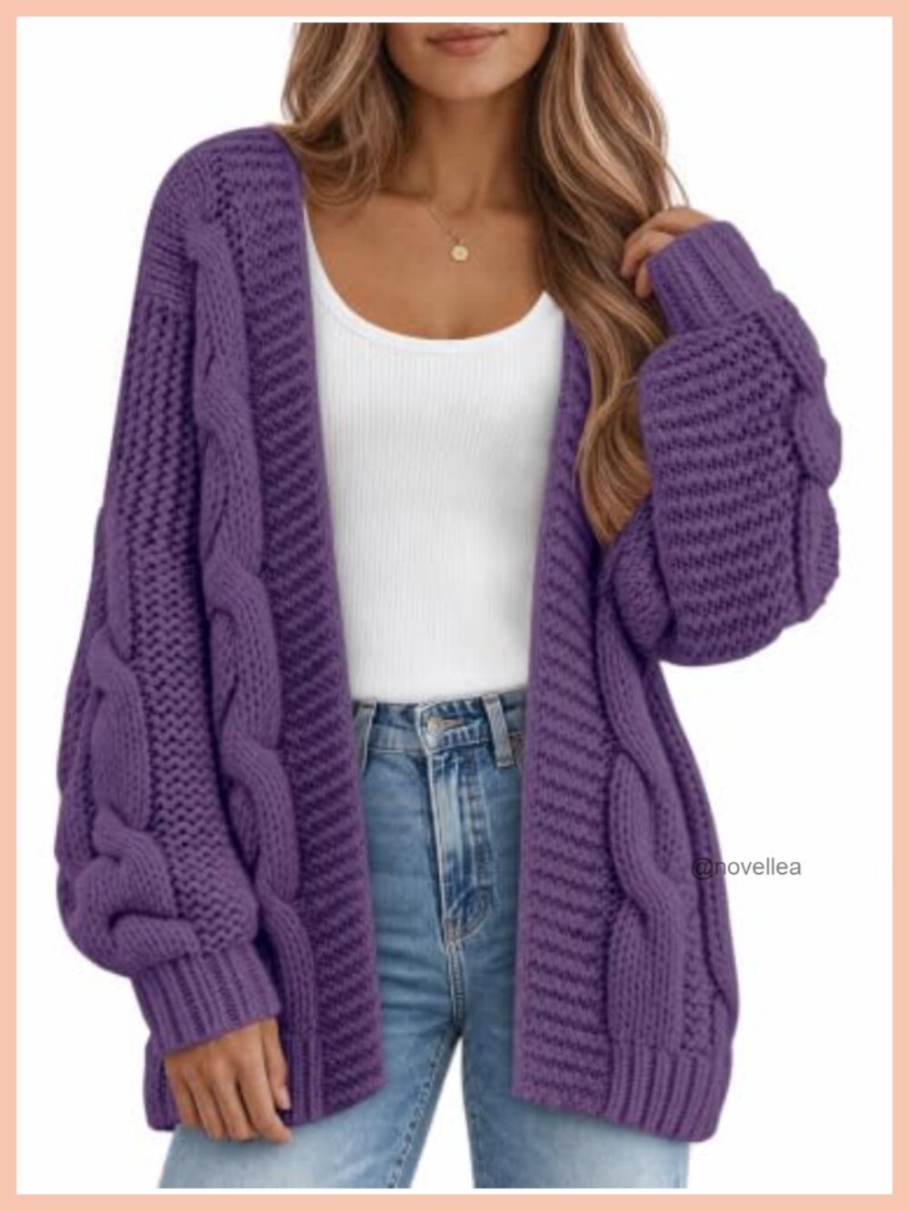 Oversized Chunky Cable Knit Cardigan Open Front Long Sleeve Slouchy Fall Coat
